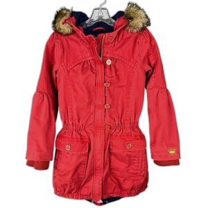 Juicy Couture Red Parka Faux Fur Hood Girls 12 Winter Coat